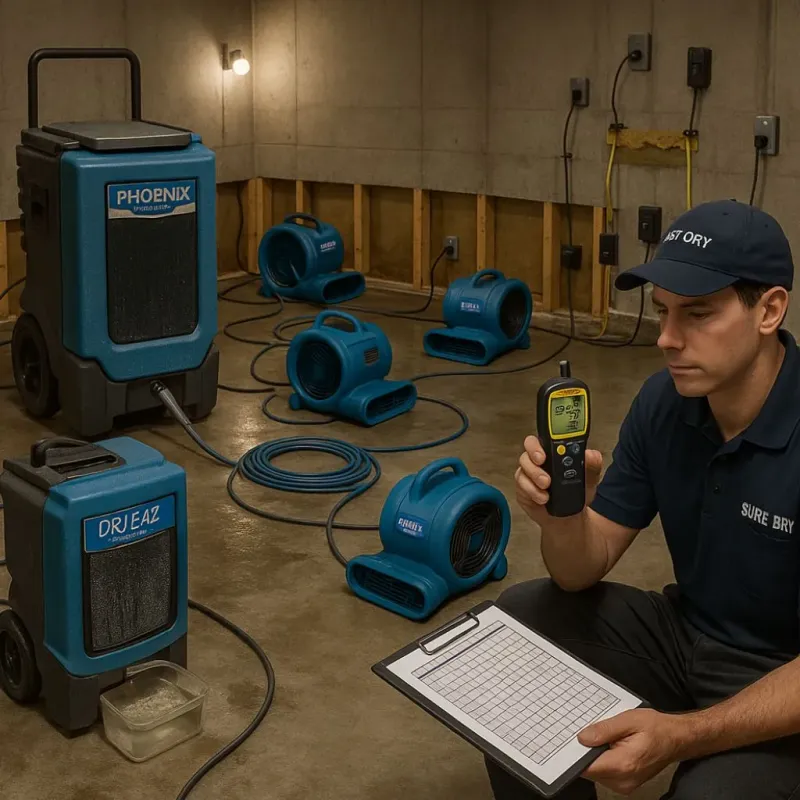 Structural Drying and Dehumidification process in Inglis, FL